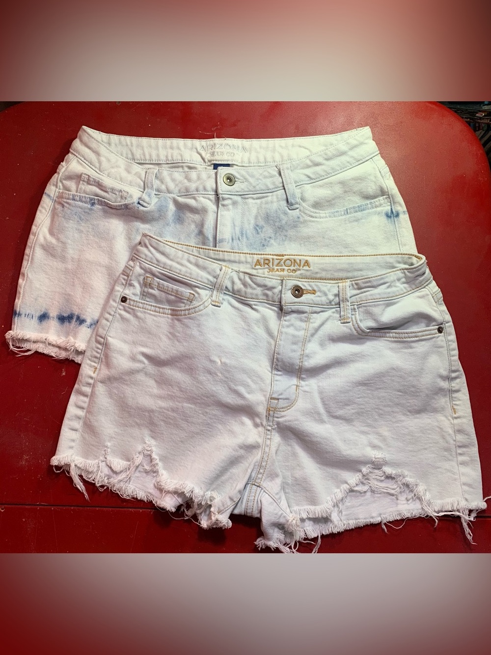 Arizona Jean Company Pale Blue Distressed Denim Cutoff Shorts